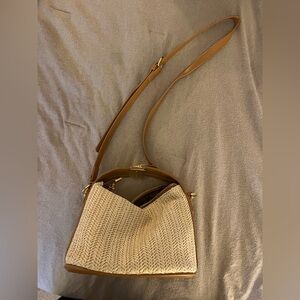 woven “straw” material cross body and handle bag